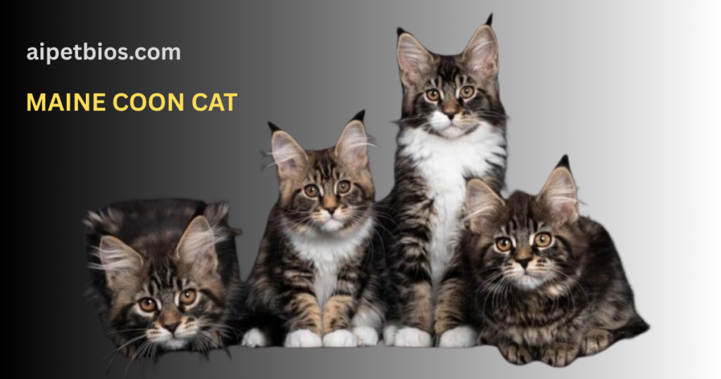 Four Maine Coon cats together.