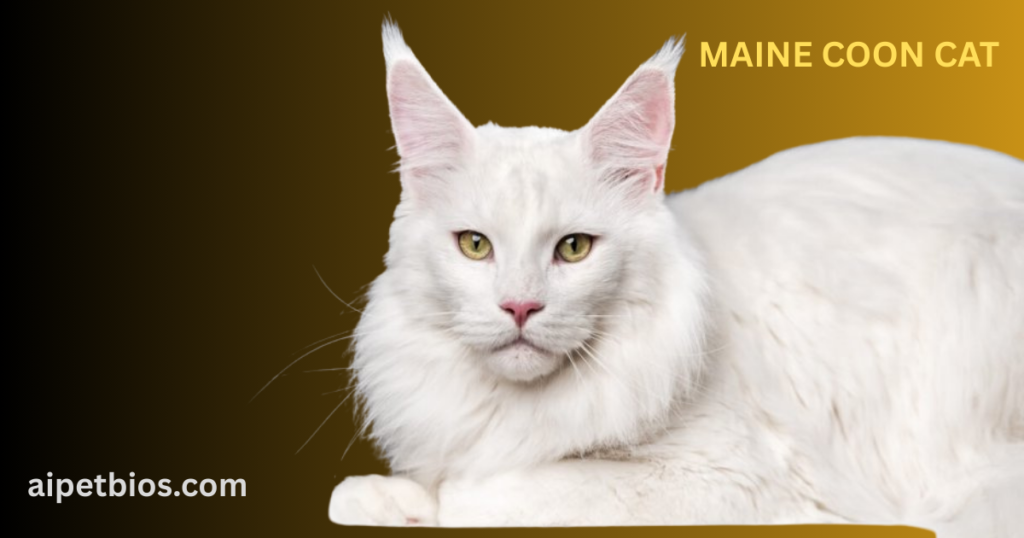 White Maine Coon cat portrait.