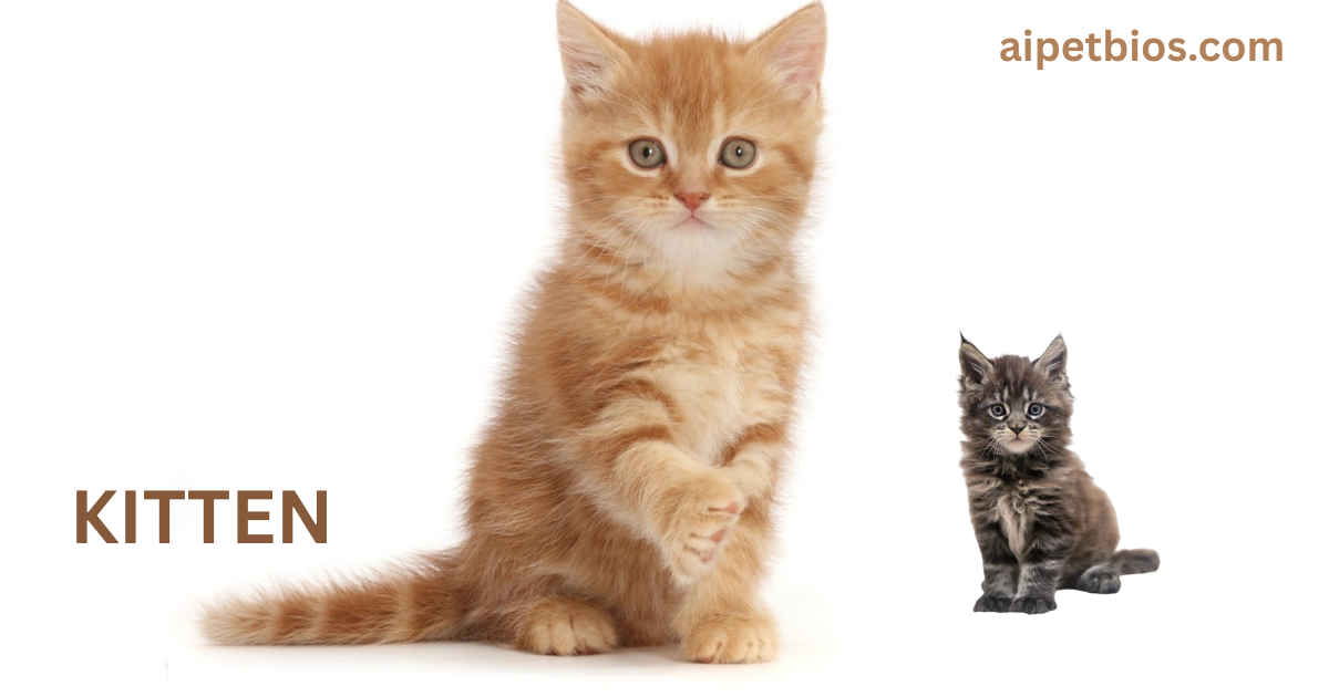 Two fluffy kittens—one large ginger tabby and one small dark grey tabby—sitting side-by-side against a stark white background.
