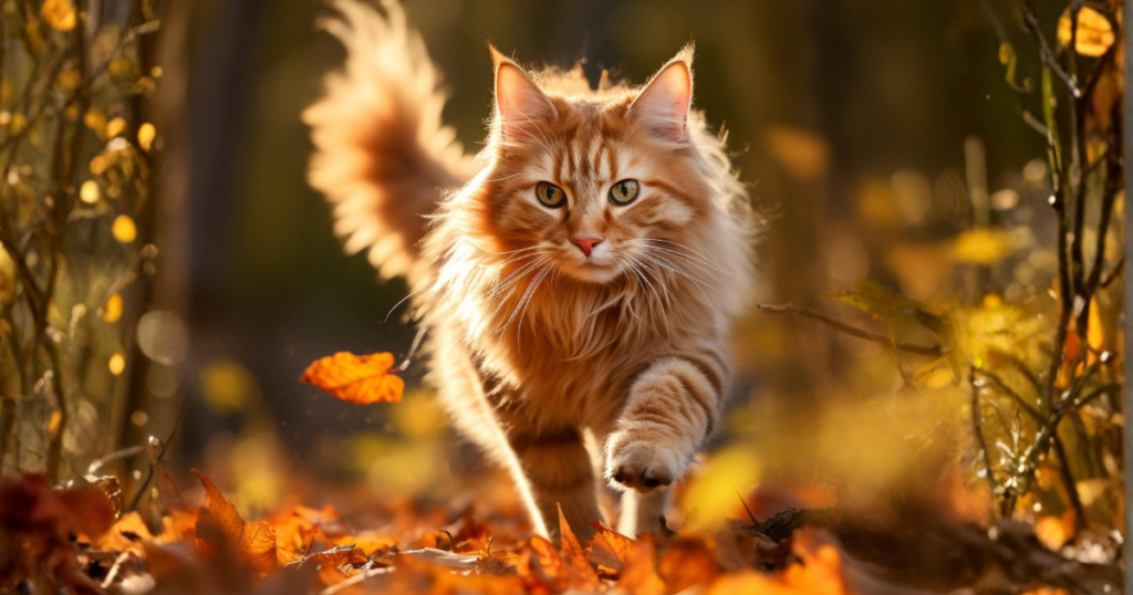"Maine Coon cat playing gently with children showing family-friendly intelligent temperament"