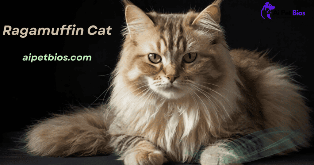 Adorable Ragamuffin cat with long, soft fur and expressive eyes, showcasing the gentle and affection.