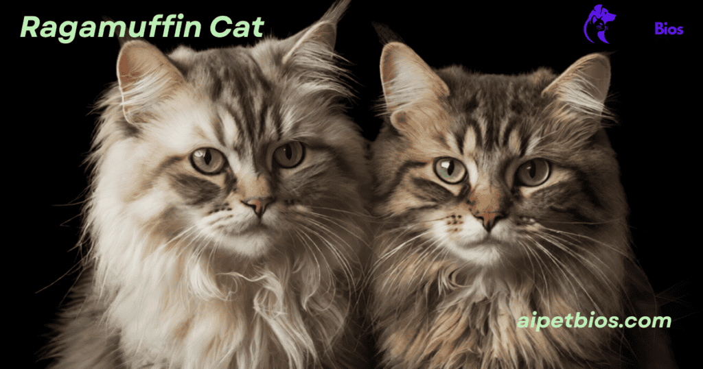 Two Ragamuffin cats with long, fluffy fur and expressive eyes, showcasing their gentle nature.