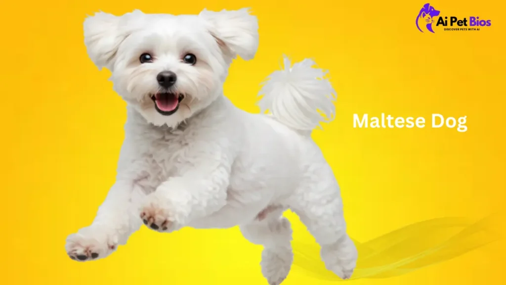 Maltese dog breed image showing an active white puppy jumping, perfect for pet care blogs and exercise tips for small dogs.