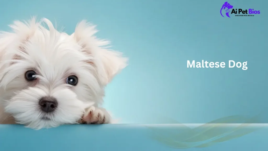 White Maltese dog breed overview image featuring a close-up of a fluffy puppy for pet information and care guides.